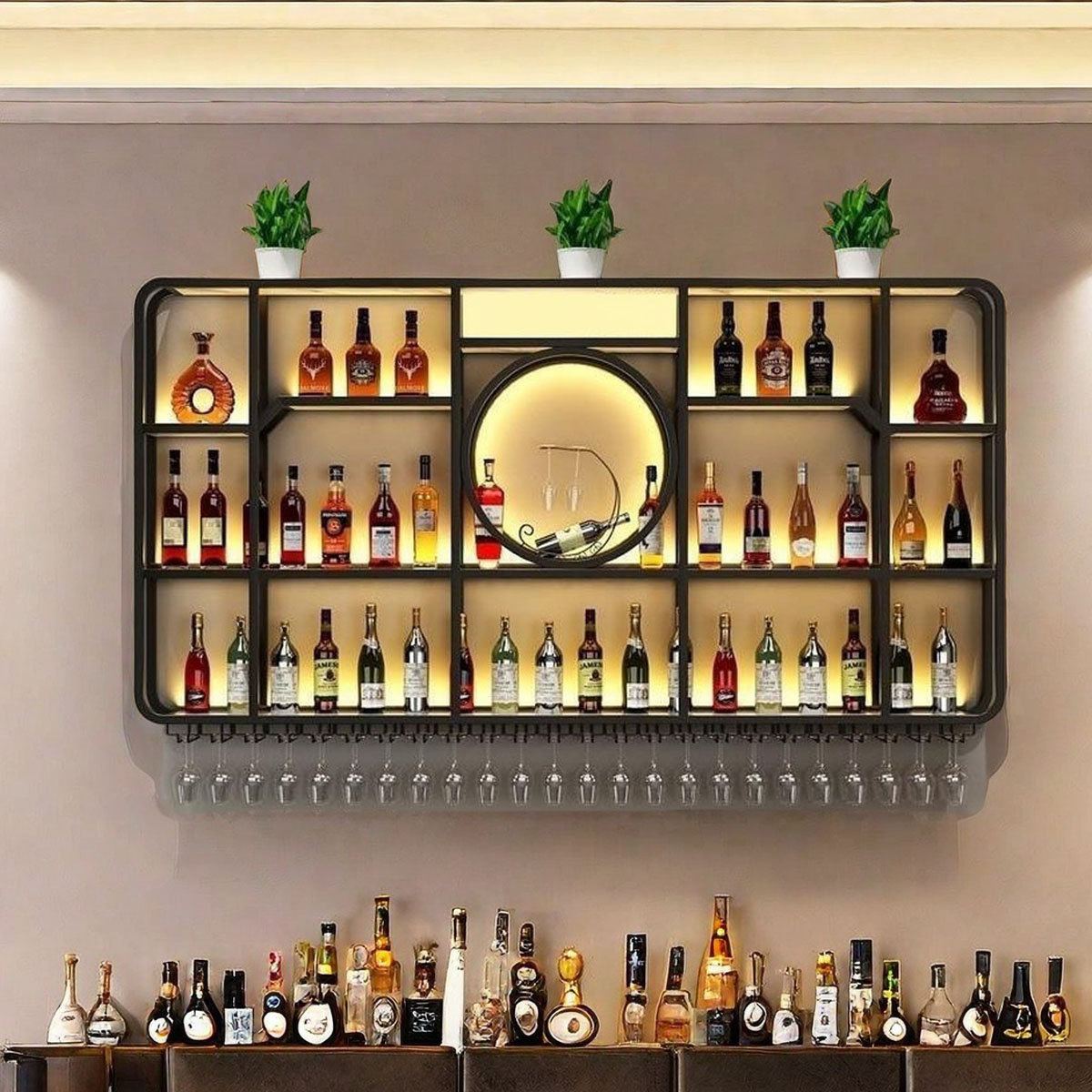 AWENOX Bar Iron Wine Rack Wall Mounted Shelf Wayfair