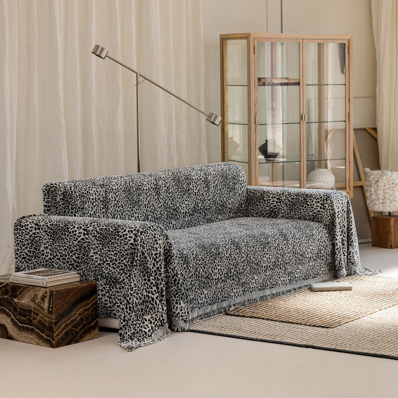 Housse de canapé en chenille Luxury, H 71 po x l 118 po x P 0,1 po, Noir, noir, noir, noir