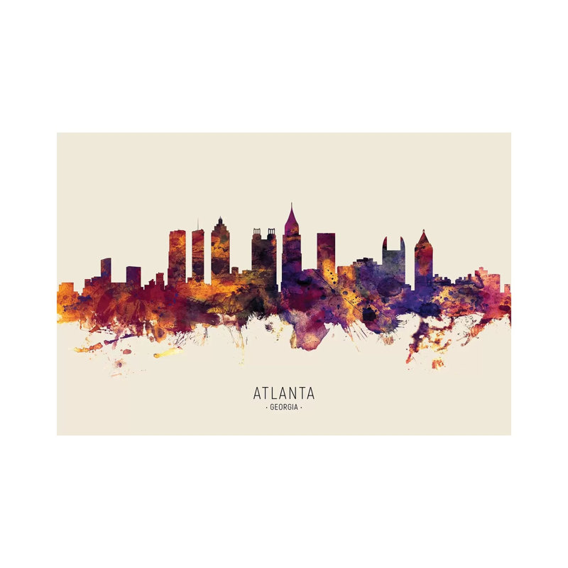 Atlanta Georgia Skyline Red Beige by Michael Tompsett - Wrapped Canvas Print, 152.5 cm H x 101.5 cm W