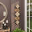 Bamboo Wood Overlapping Diamond Geometric Brown Wall Decor with Metal Wire