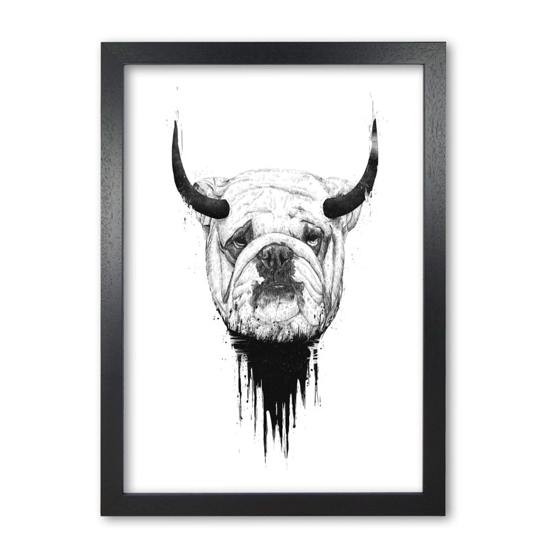 Bulldog Horns 1 Piece Single Picture Frame Wall Art, 29.7 cm H x 21 cm W x 5 cm D, Black Grain