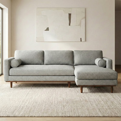 Morrison Large Right Sectional Sofa, Mid-Century Modern Couch with Chaise Lounge and Eco-Friendly Woven-Blend Fabric