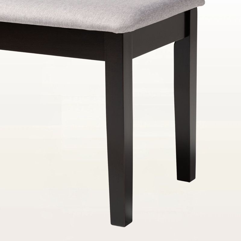Stu Bench in Grey Fabric Upholstered and Dark Brown Finished Wood, 18.9'' H X 47.8'' W X 16.1'' D, Black, Gray