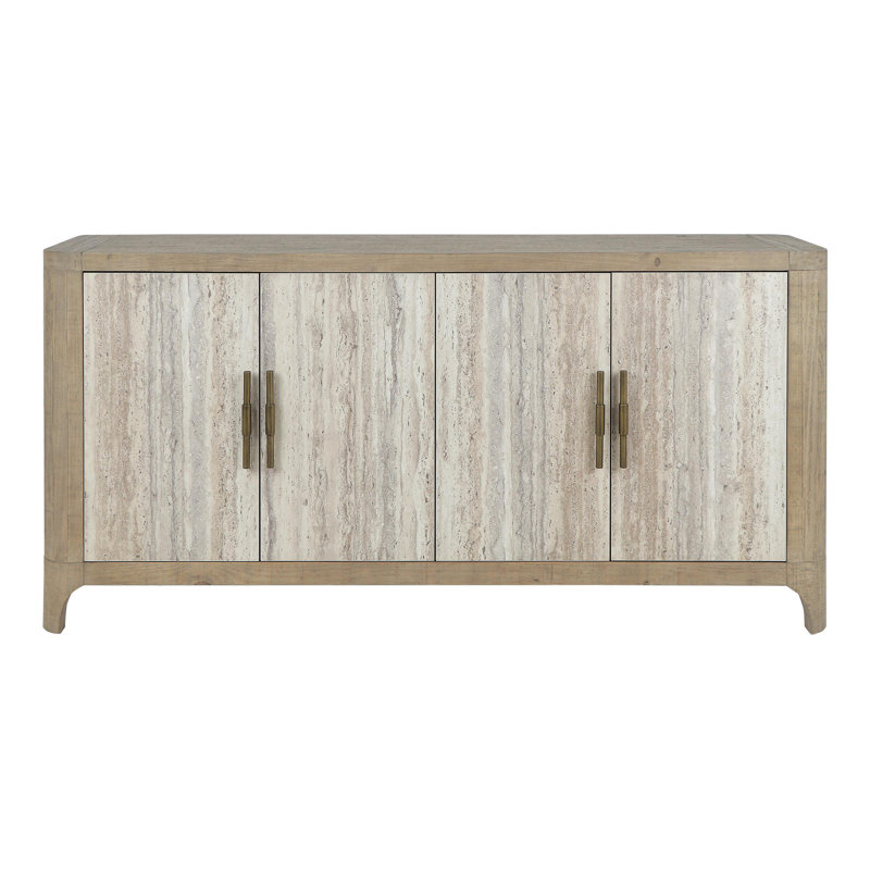 72" Brown Reclaimed Wood and Concrete Sideboard Buffet