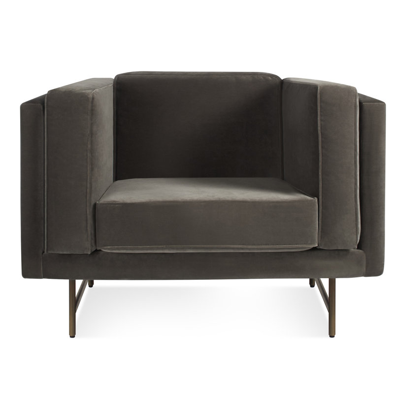 Bank Club Chair, Lava Polyester Blend, Antiqued Brass