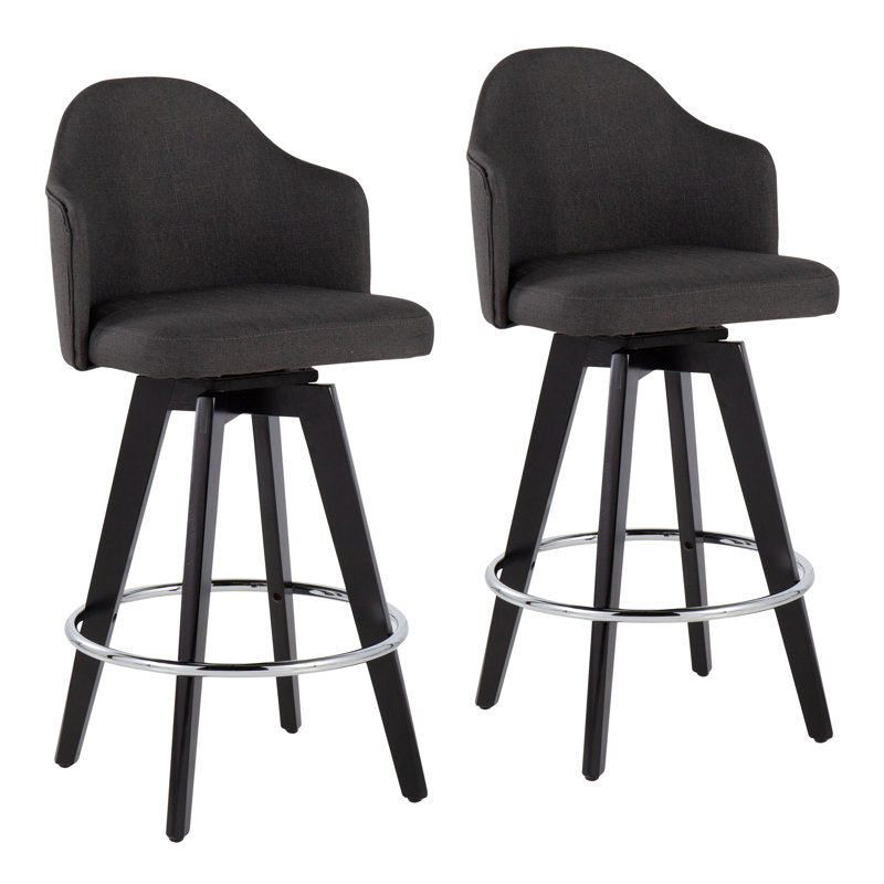 Arabelle Swivel Upholstered Counter Stool, Charcoal