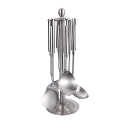 7-Piece Heavy-Duty 304 Stainless Steel Kitchen Utensil Set - Spatula, Ladle, Slotted Spoon, Turner