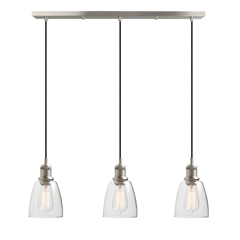 3 - Light Kitchen Island Pendant, Brushed
