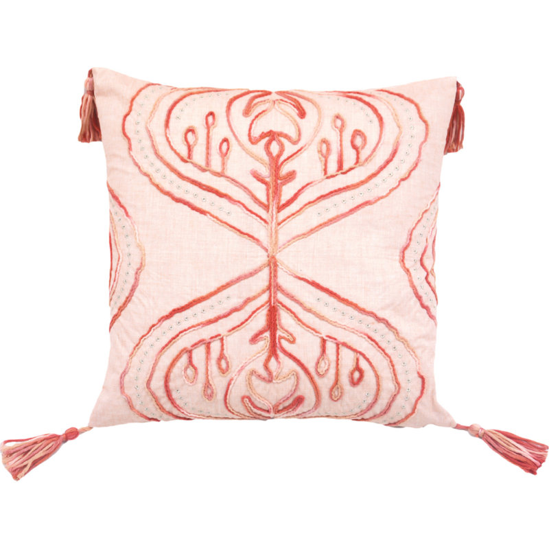 Coussin décoratif en polyester 17 po x 17 po avec fermeture à glissière damassé, Corail damassé