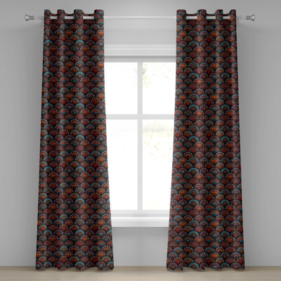 Rideau décoratif à œillets 2 panneaux Dakota Fields Moroccan, 50 po x 84 po, rubis orange turquoise