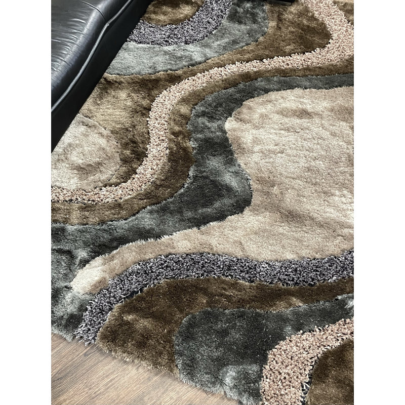 Tapis beige / gris touffeté à la main Spencer, Rectangle 5 pi x 7 pi