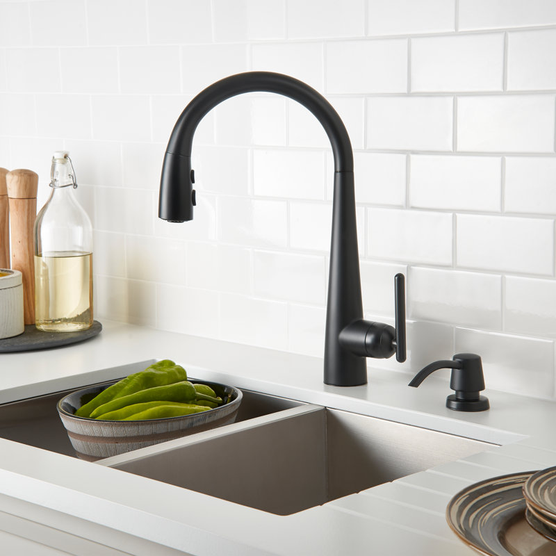 Pull Down Single Handle Kitchen Faucet with Soap Dispenser
