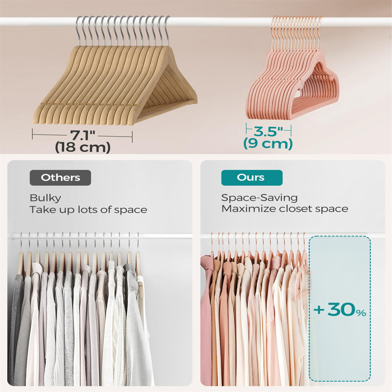 Cintre standard en velours Niniola, Rose clair, 20