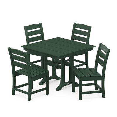 Lakeside 5-Piece Farmhouse Trestle Side Chair Dining Set -  POLYWOOD®, PWS637-1-GR