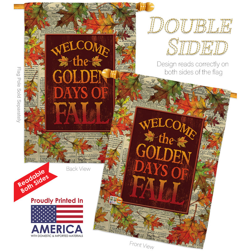 Polyester à 2 faces d’automne doré 40 x 28 po drapeau pour la maison