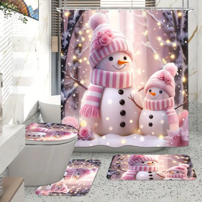 Ensemble de rideau de douche 4 pièces Merry Christmas