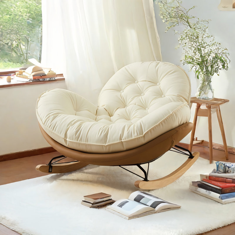 Chaise berçante moderne rembourrée, Brun