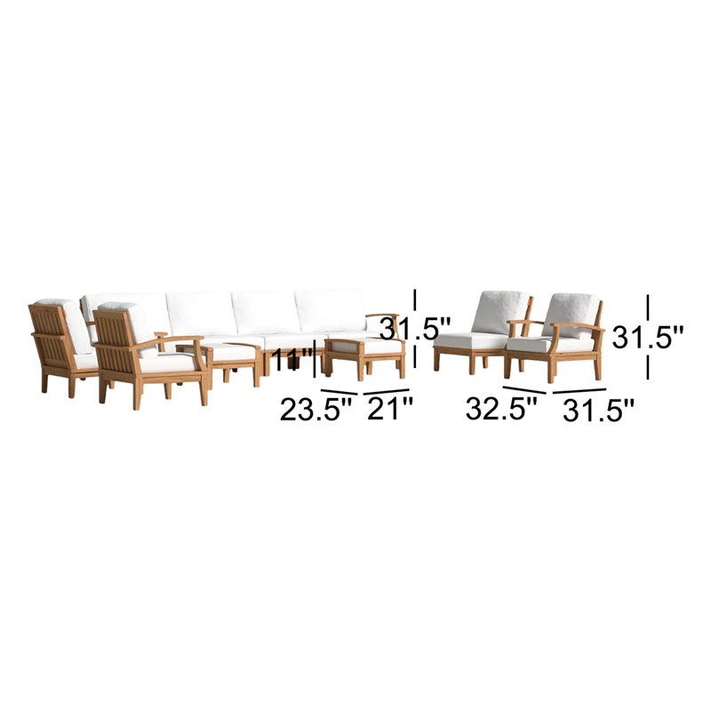 Modway Marina 10 Piece Outdoor Patio Teak Set, White