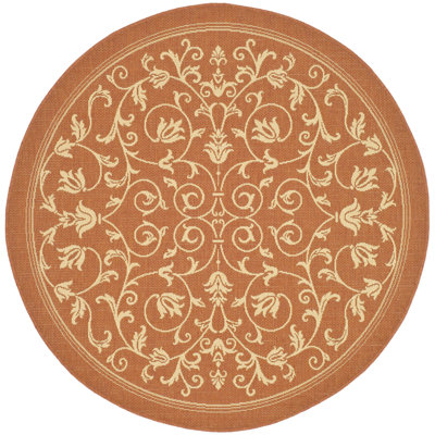 Arneshia Floral Terracotta/Natural Area Indoor/Outdoor Area Rug