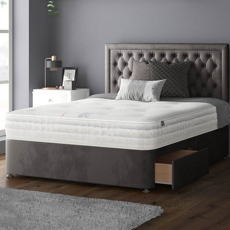 Urbank Divan Bed Base, Charcoal, Double (4'6), 4 Drawers