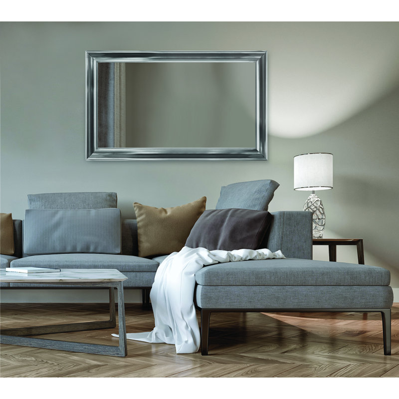 Enfield Plastic Flat Mirror, 58.2 cm H x 148.2 cm W, Nickel