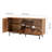 Rustic Mountain Pattern 4-Door Sideboard Buffet Cabinet with Adjustable Shelves, Wood Accent Cabinet for Living Room Entryway Dining Room