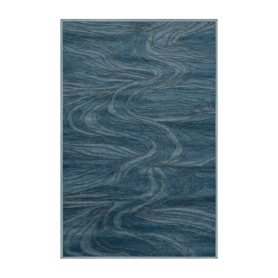 Machine Washable Turkish Blue Area Rug