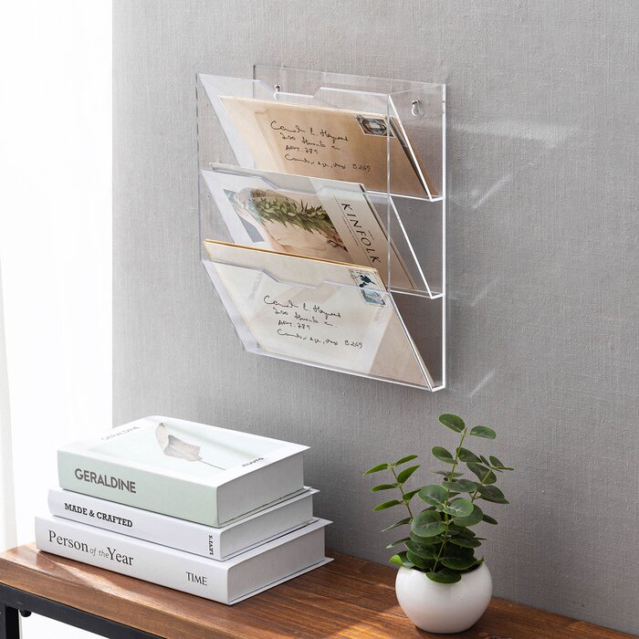 Rebrilliant 3-Tier Wall-Mounted Acrylic Mail Letter Holder | Wayfair