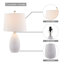  Lampe de table en céramique blanche moderne 22 "avec gradation à 3 voies Wharton pour le salon, la chambre à coucher et le bureau-260243532