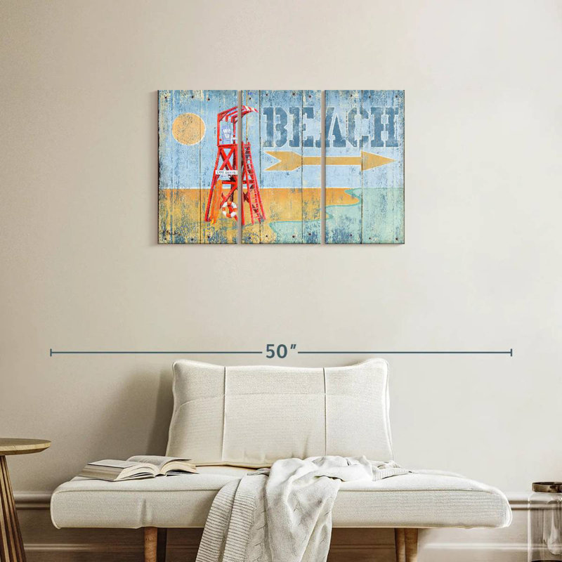 Beach Watch Distressed Wall Sign, 20" H x 33" W