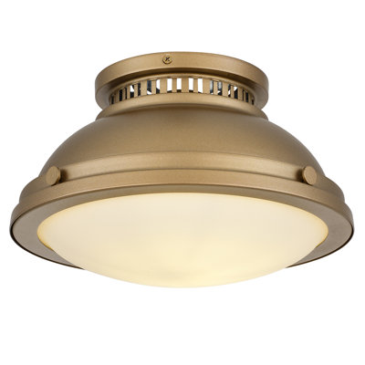 1-Light 11-in Polished Brass Flush Mount