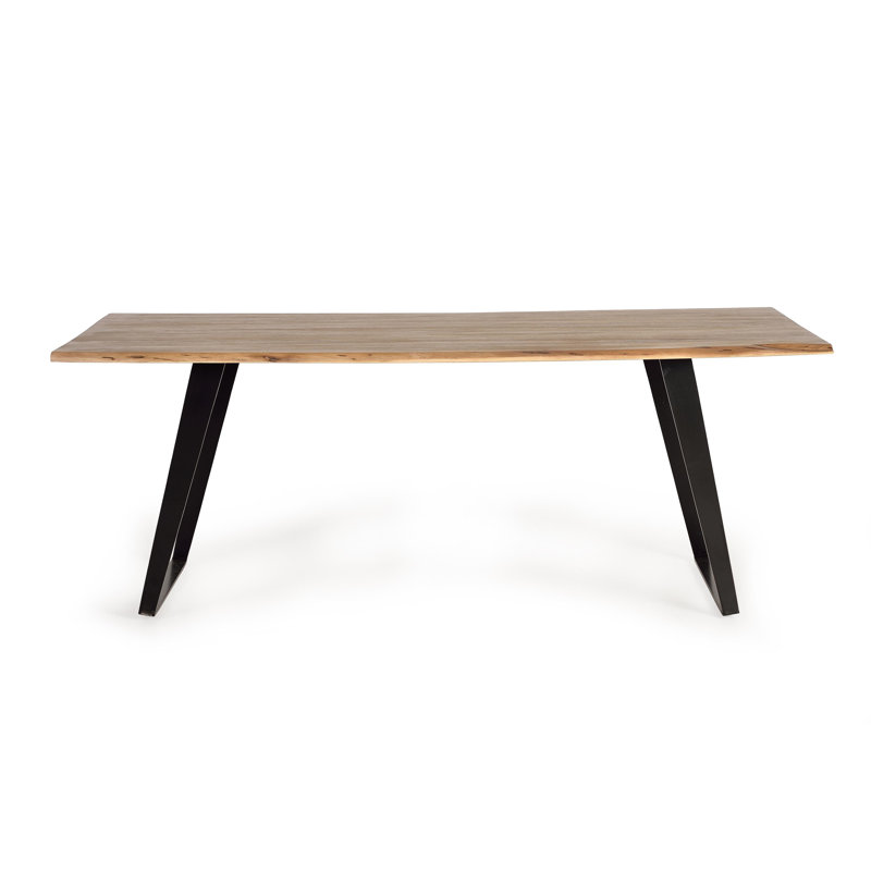 Highlawn Acacia Solid Wood Top Metal Base Dining Table