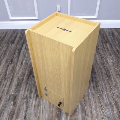 Wood (MDF Veneer) Donation Box Tithing Box Fundraising Stand 14.8" Wide x 14.8" Deep x 31.5" Tall