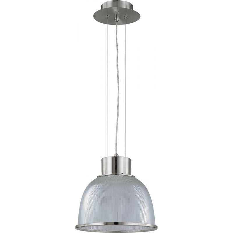 1 - Light Single Pendant, 10.625" H x 12.375" W, Brushed Nickel