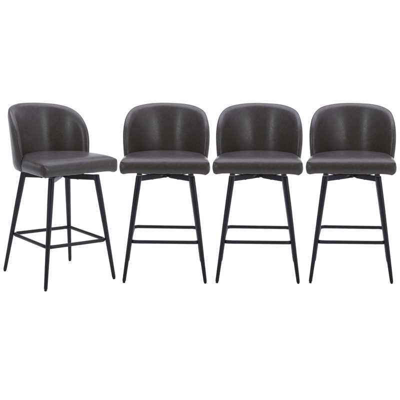 Brendaly Swivel Upholstered Counter Stool with Metal Frame, Gray