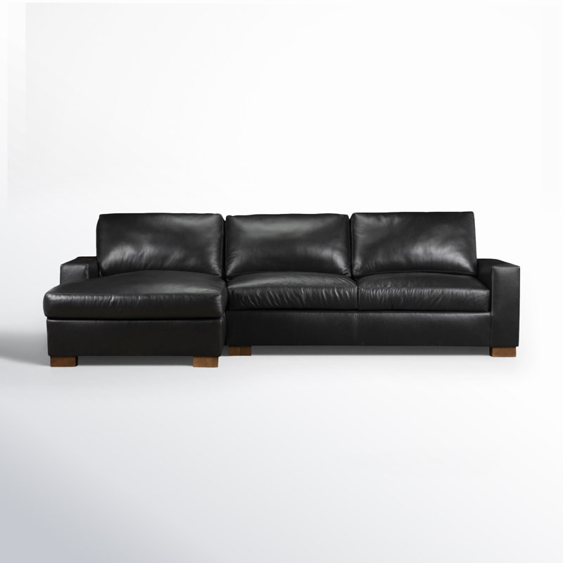 Jonie Genuine Leather 2-Piece Chaise Sectional, Revelation Midnight Genuine Leather, Left Hand Facing