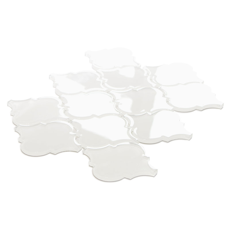 Carreau de mosaïque mural en verre 12 po x 9 po Arabesque Lantern, Blanc