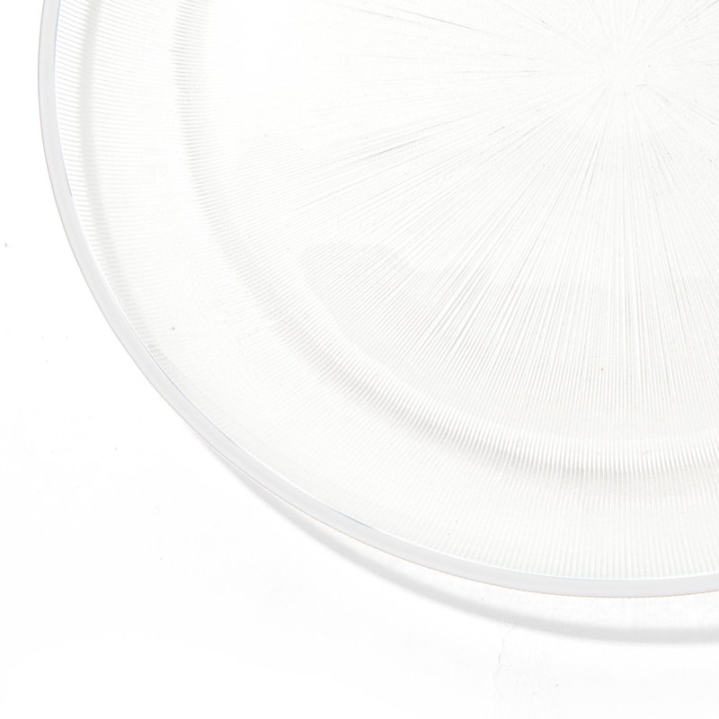Clear Glass Charger Plate with White Rim, 12.6"
