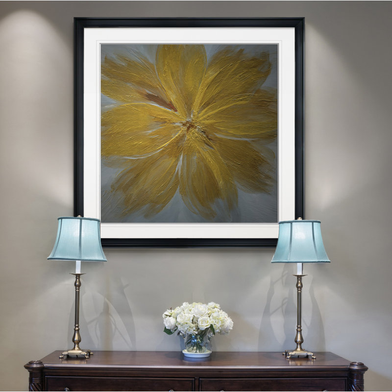 « golden blue », peinture, H 24 po x l 24 po x P 1,5 po, Cadre noir