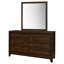Commode 6 tiroirs en noyer avec miroir