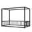 Sunshade Floor Bed, Iron Double-Size Bed Frame, Modern Low-Profile Double-Size Bed, Equipped With Fence-Style Guardrails, Black Series-203187700