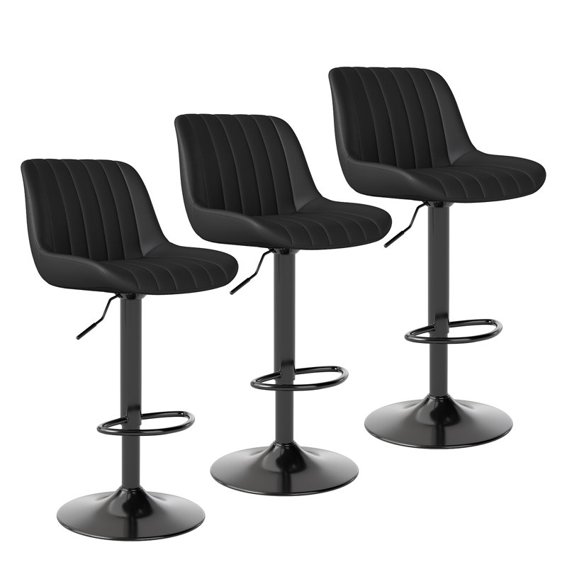 Moniq Swivel Adjustable Height Bar Stool, 3, Black