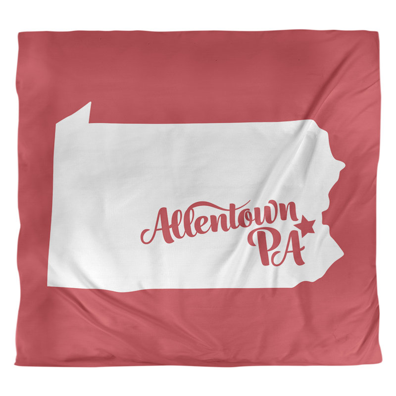Housse de couette réversible Allentown Pennsylvania, Microfibre, Housse de couette pour très grand lit, Rouge