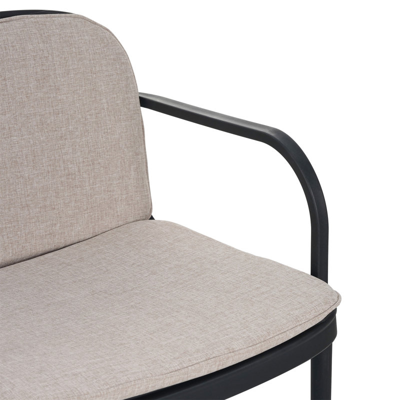 Structure de causeuse d'extérieur en PP avec coussin, Beige, Noir