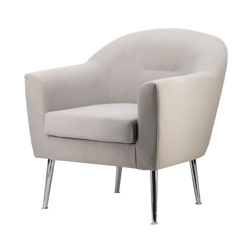 Gardenar 30 Inch Modern Accent Sofa chair, Curved, Ivory Fabric Upholstery