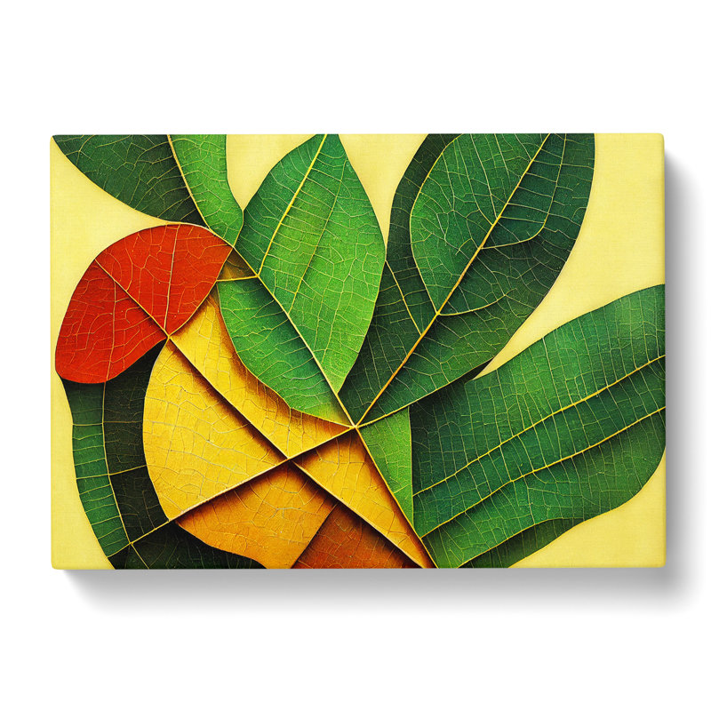 Edgy Colourful Leaf - Wrapped Canvas, 50cm H x 76cm W x 3cm D