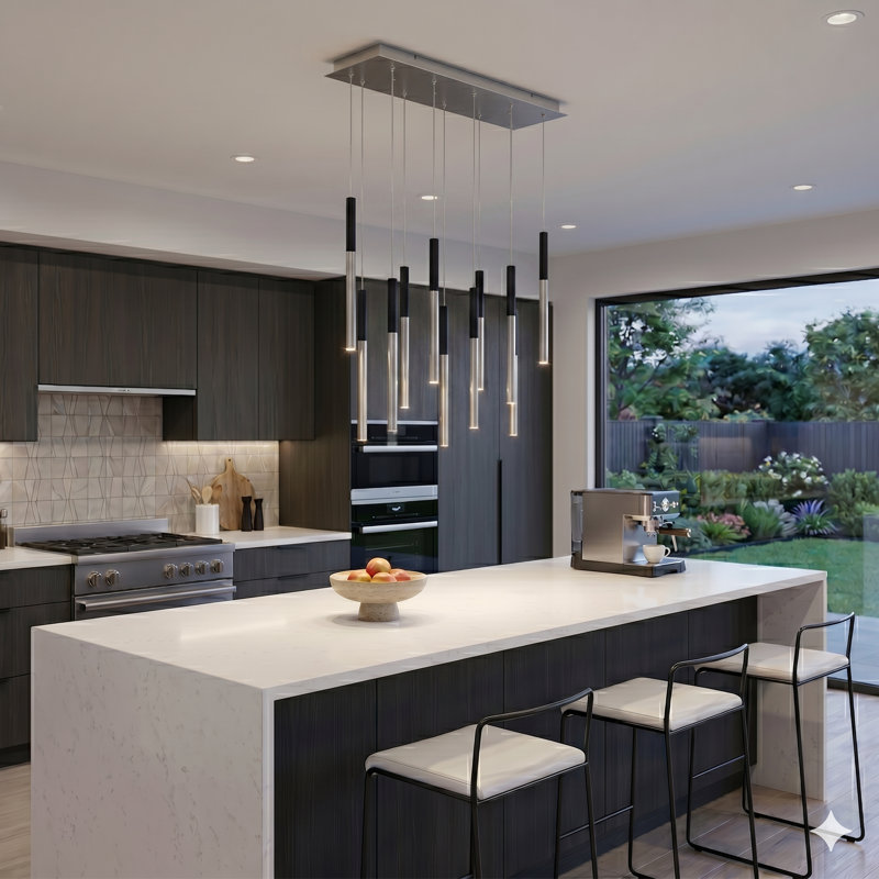 Baileyton 10 - Light Cluster Pendant, Black Top and Brushed Nickel