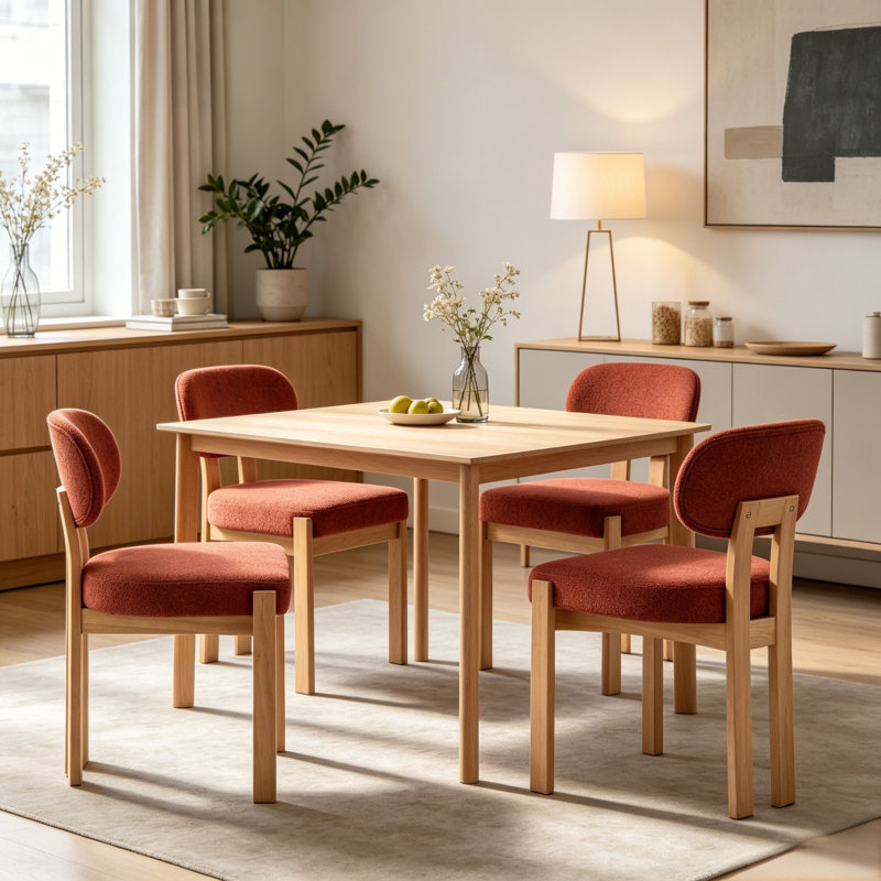 Chaise rembourrée en bois massif Inelda, 2, Dark Orange