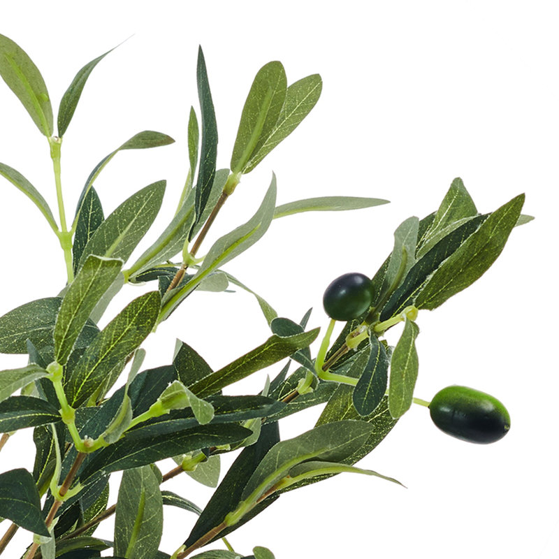 21.5 inch Green Artificial Olive Tree in White Pot