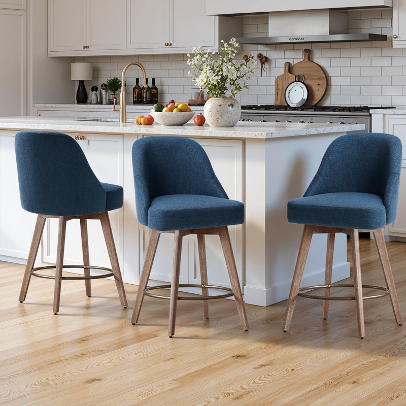 Tabouret de comptoir pivotant 26 po Makylia, Bleu très foncé